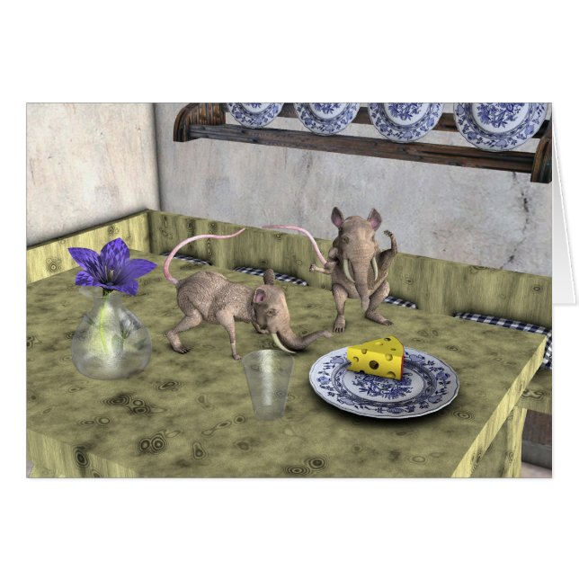 Sweet Elephant Mice Hälsningskort (Framsidan Horizontal)