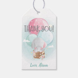 Sweet Elephant Neutralt Baby Shower Tack Presentetikett