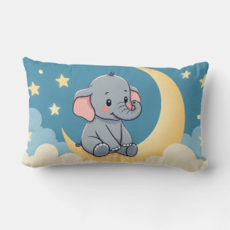 Sweet Elephant på Måne - Kids Pillow Lumbarkudde