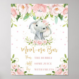 Sweet Elephant Rosa Blommigt Guld Mamma-osa Pub Mi Poster