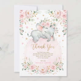 Sweet Elephant  Rosa Måne Stars Baby Shower Tack Kort