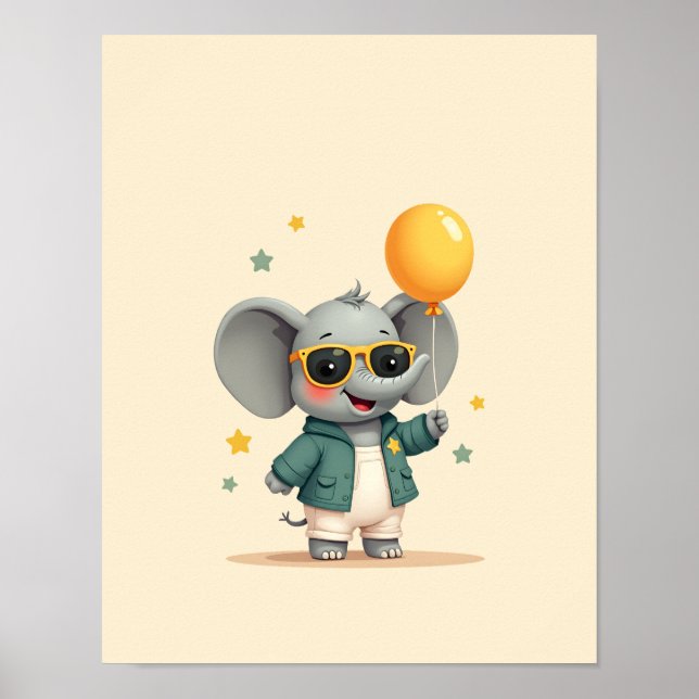Sweet Elephant Safari Nursery Wall Art Poster (Framsidan)