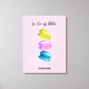"Sweet Essence of Life Personlig Fransk Macaron Canvastryck