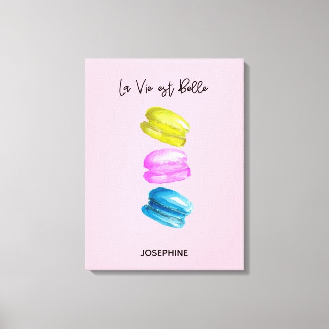 "Sweet Essence of Life Personlig Fransk Macaron Canvastryck (Framsida)