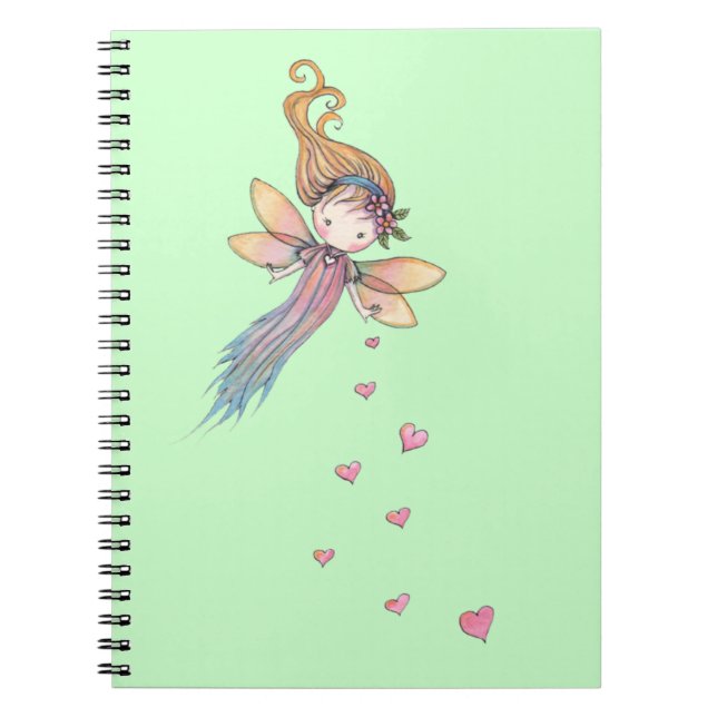 Sweet Fairy with Hearts Girls Notebook Anteckningsbok Med Spiral (Framsidan)