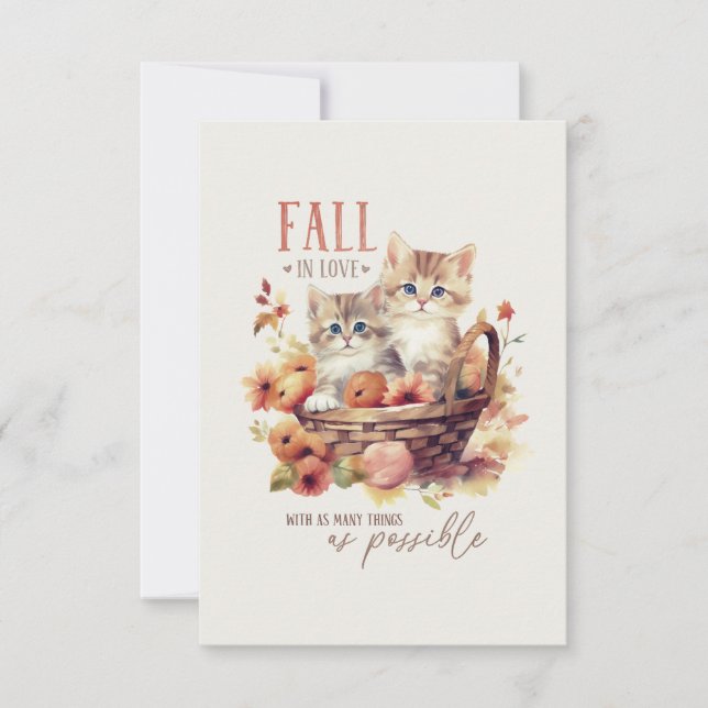 Sweet Fall Kittens in Pumpkin Basket Autumn Kärlek Tack Kort (Framsida)