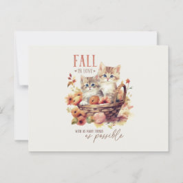 Sweet Fall Kittens in Pumpkin Basket Autumn Kärlek Vykort