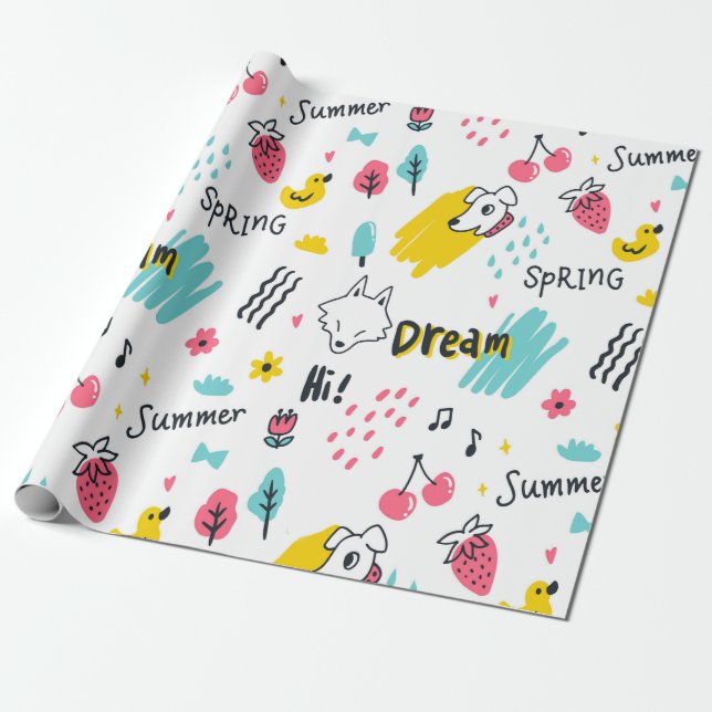 Sweet färgad hand plockade presentpapper (Utrullad)