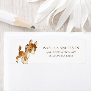 Sweet Farm Horse Baby Shower-adressetikett Returadress Etikett