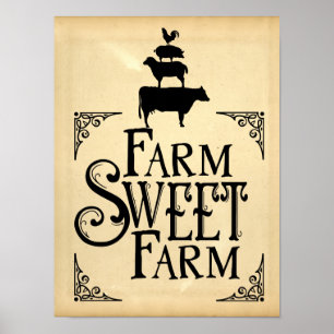 Sweet Farm Vintage Stil Poster