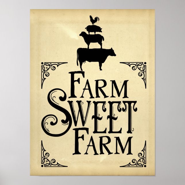 Sweet Farm Vintage Stil Poster (Framsidan)