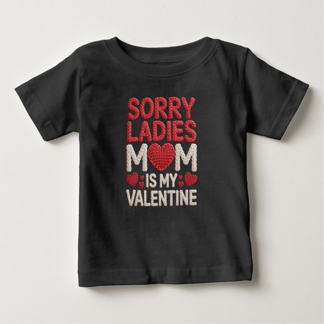 Sweet Faux Yarn Mom Is My Valentine Kids Design T Shirt (Framsida)