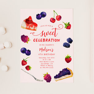 Sweet Firande Berries and Cakes Birthday Inbjudningar