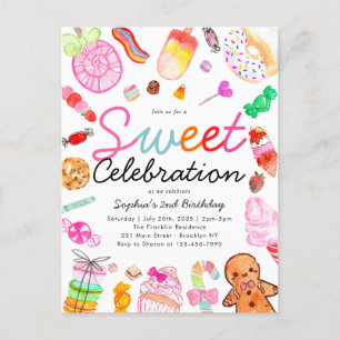 Sweet Firande Candy Kids Candyland Birthday Vykort