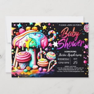 Sweet Firande Candyland Baby Shower Inbjudningar