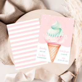 Sweet Firande Ice Cream Birthday Inbjudningar