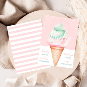 Sweet Firande Ice Cream Birthday Inbjudningar
