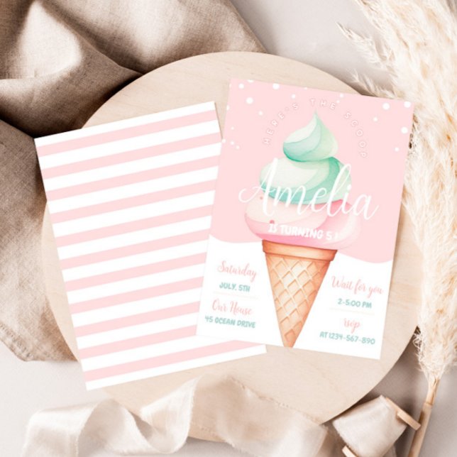 Sweet Firande Ice Cream Birthday Inbjudningar (Skapare uppladdad)