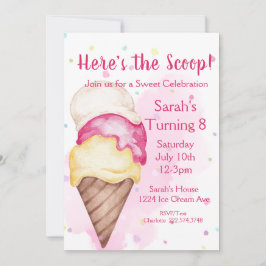 Sweet Firande Ice Cream Birthday Inbjudningar