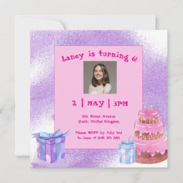 Sweet Firande: Lila Rosa Birthday Investigation Inbjudningar