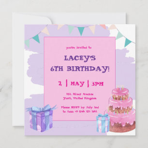 Sweet Firande: Lila Rosa Birthday Investigation Inbjudningar