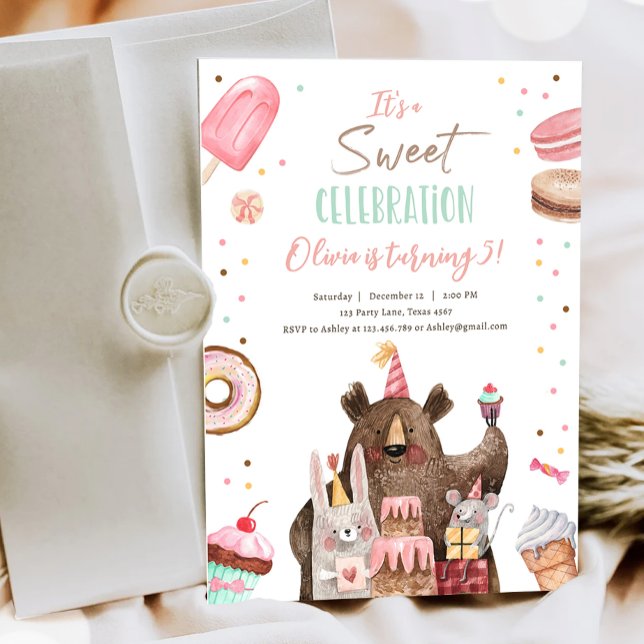 Sweet Firande Party Animals Girl Birthday Inbjudningar (Skapare uppladdad)