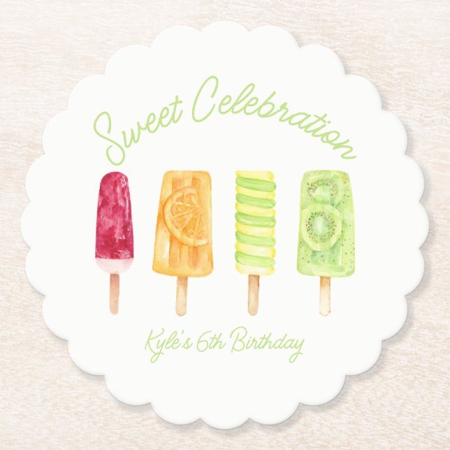 Sweet Firande Popsicle Birthday Underlägg Papper (Framsida)