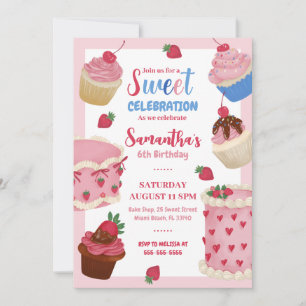 Sweet Firande Vintage Cake Birthday-inbjudan Inbjudningar