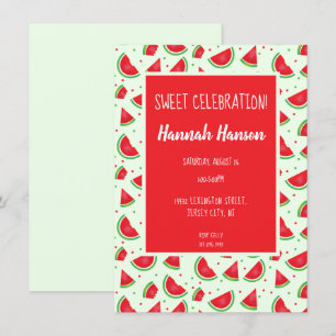 Sweet Firande Watermelon Mönster Ljust grönt Inbjudningar