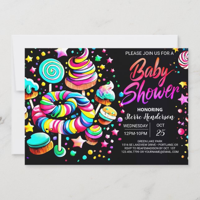 Sweet Firande Wonderland Baby Shower Inbjudningar (Framsida)
