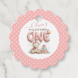 Sweet First Birthday with Teddy Bear  Gåvor Etiketter