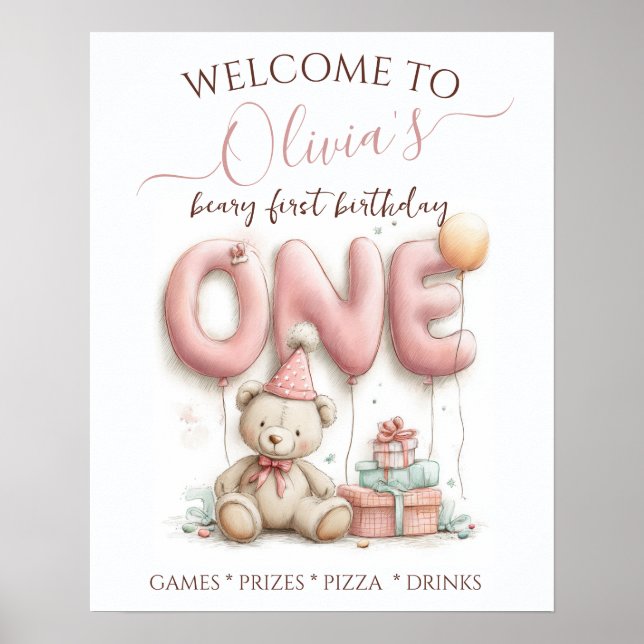 Sweet First Birthday with Teddy Bear  Poster (Framsidan)