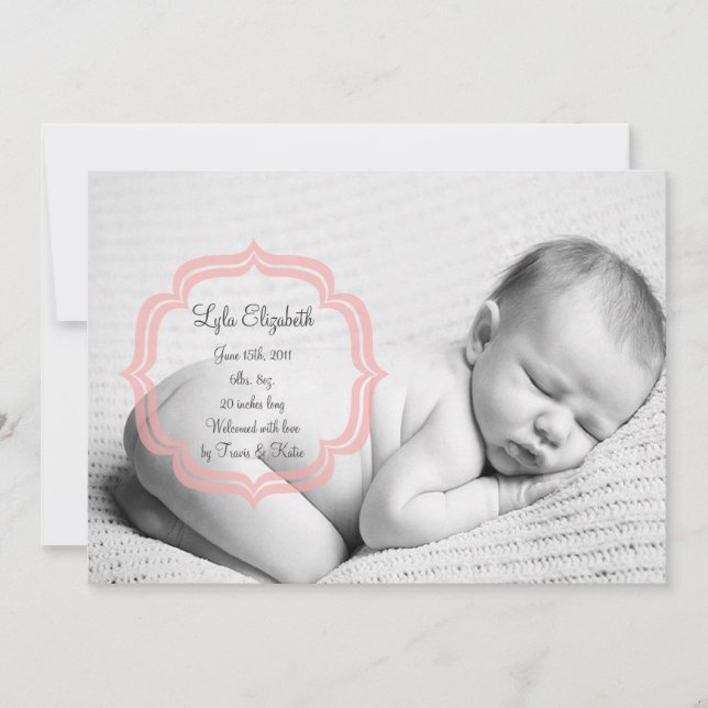Sweet Flicka Birth Notice Meddelande (Framsida)