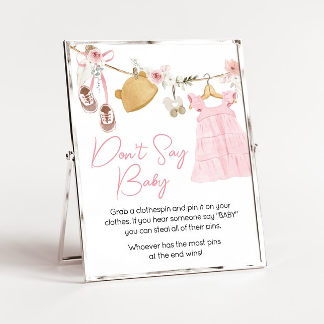 Sweet Flicka Boho Clothes Säg inte Baby Poster (Sweet Baby Girl Boho Clothes Baby Shower Don't Say Baby Sign)