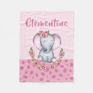Sweet Flicka Elephant Blommigt Animal Print Fleecefilt
