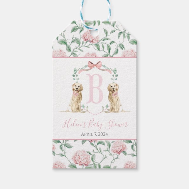 Sweet Flicka Hund Baby Shower Gift Märkre Presentetikett (Framsidan)