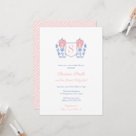 Sweet Flicka Monogram Ginger Burk Baby Shower Inbjudningar