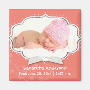 Sweet Flicka Photo Birth Announcement Magnets Magnet