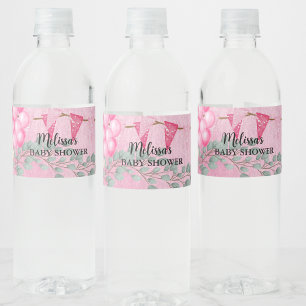 Sweet Flicka Rosa Balloon Eucalyptus Anpassningsba Vattenflaskor Etikett