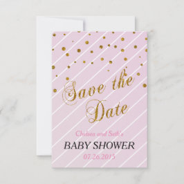 Sweet Flicka Rosa & Guld Confetti | Babyskor Inbjudningar