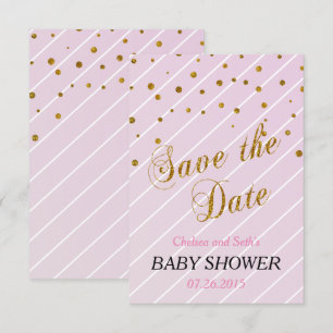 Sweet Flicka Rosa & Guld Confetti Babyskor Inbjudningar