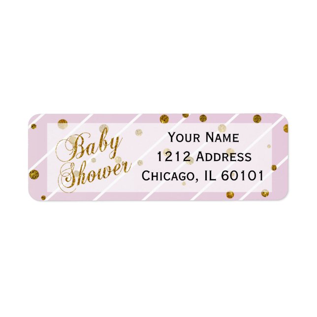 Sweet Flicka Rosa & Guld Confetti | Babyskor Returadress Etikett (Framsidan)