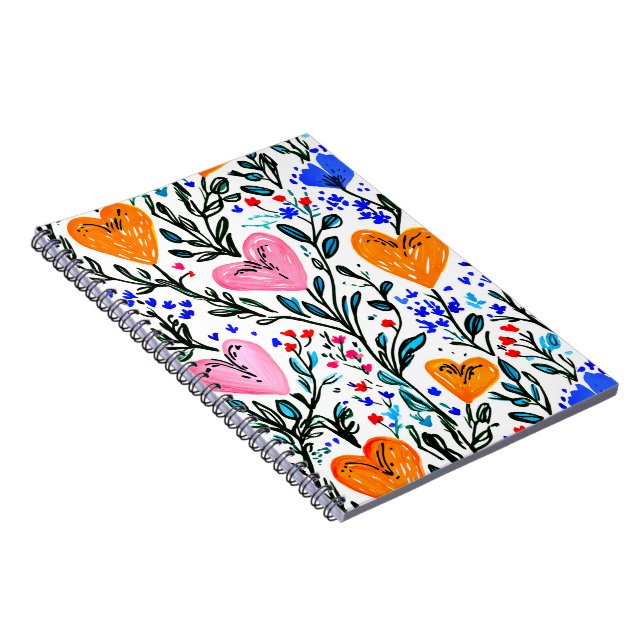 Sweet Floral Heart Notebook Anteckningsbok (Högra Sidan)