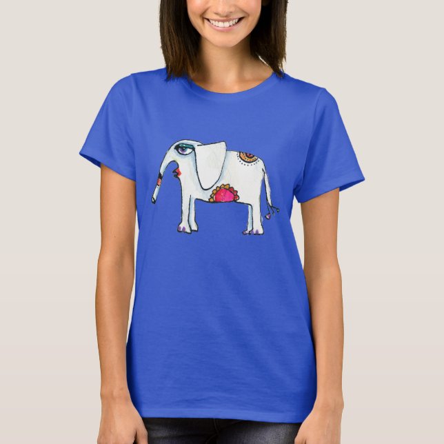 Sweet Flower Elephant T Shirt (Framsida)