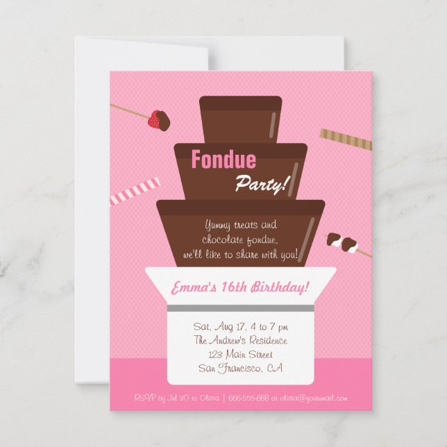 Sweet Fondue Fontän Flick kalas Inbjudningar (Framsida)