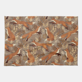Sweet Fox Mönster i Fall Neutralt Kökshandduk