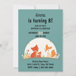 Sweet Foxes Birthday Invitation Card – Cute Woodla Julkort