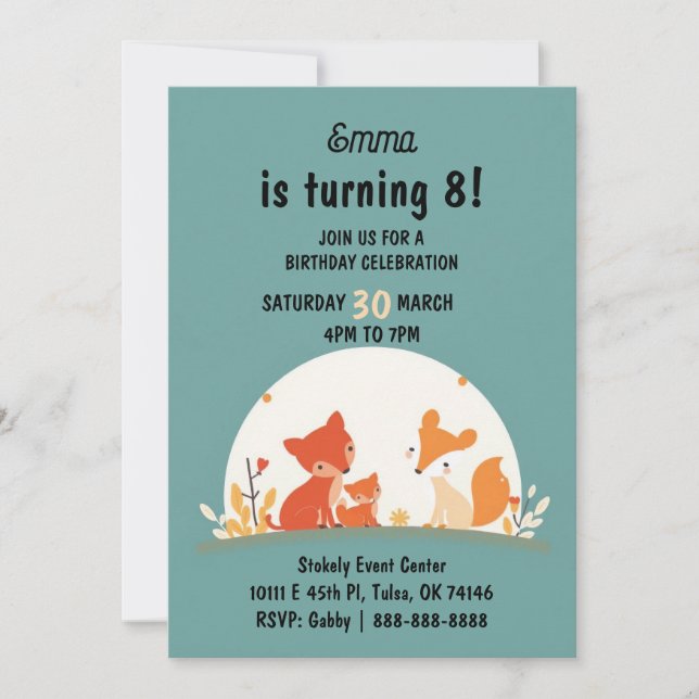 Sweet Foxes Birthday Invitation Card – Cute Woodla Julkort (Framsida)