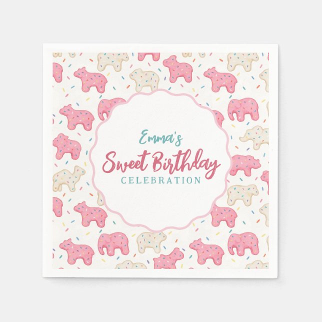 Sweet Frosted Animal Cookies Birthday Pappersservett (Framsidan)
