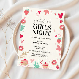 Sweet Galentines Day Invitation Donut Treats Inbjudningar